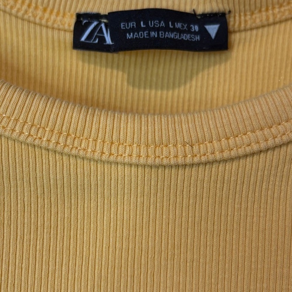 Zara Ribbed Tank Top Orange Racerback Crop Large - Picture 2 of 4